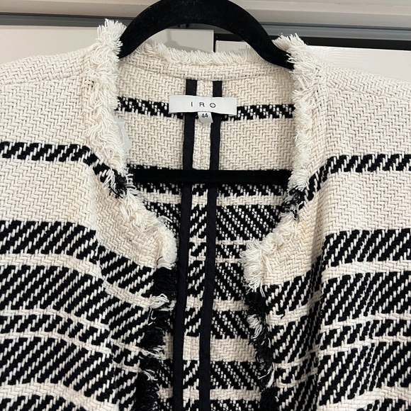 IRO Zlata Striped Cotton Blend Tweed Jacket Ivory - Picture 5 of 8